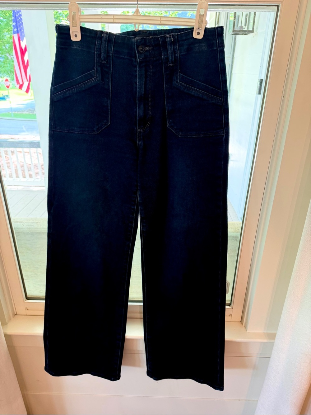 PAIGE Anessa 31 Dark Blue Wide Leg Jeans